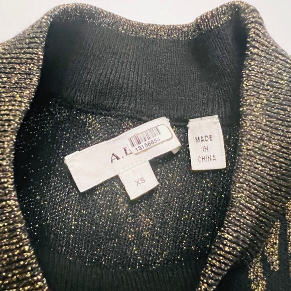 A.L.C Ziggy Glittery Mock Neck Knit Sweater Dress Size XS Black Gold - Picture 5 of 12